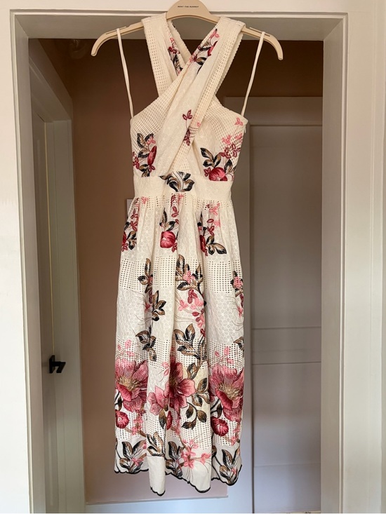 Antonio Melani Embroidered High Neck Midi Dress Size 0